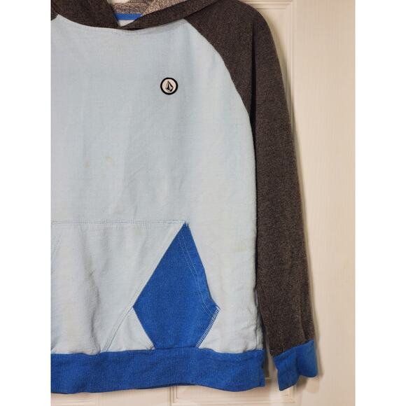Volcom Men’s Hoodie Sweatshirt Colorblock Gray Blue Size M Casual Pullover - Picture 12 of 15